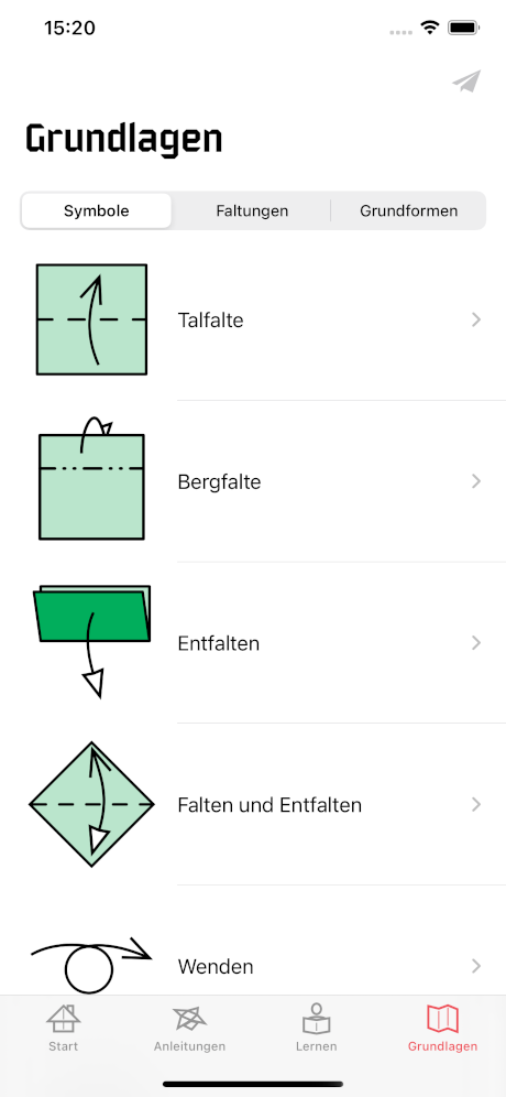 iPhone Screenshot Origami Grundlagen