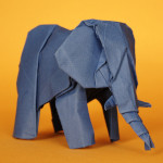 Elefant Origami Elefant aus Aquarellpapier