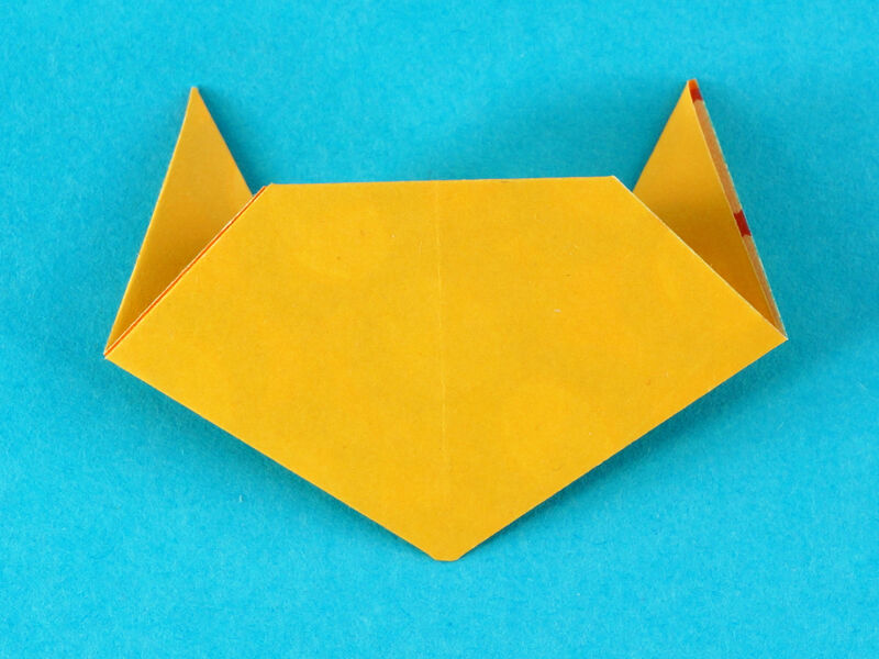 Origami Katzenkopf aus gelbem Origami-Papier