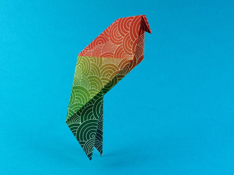 Origami Sittich aus Origami Papier