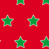 Grüne Sterne mit weißem Rand auf rotem Hintergrund