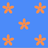 Orangefarbene Blumen auf blauem Hintergrund