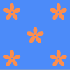 Orangefarbene Blumen auf blauem Hintergrund Orangefarbene Blumen auf blauem Hintergrund