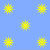 Gelbe Sonnen auf hellblauem Hintergrund